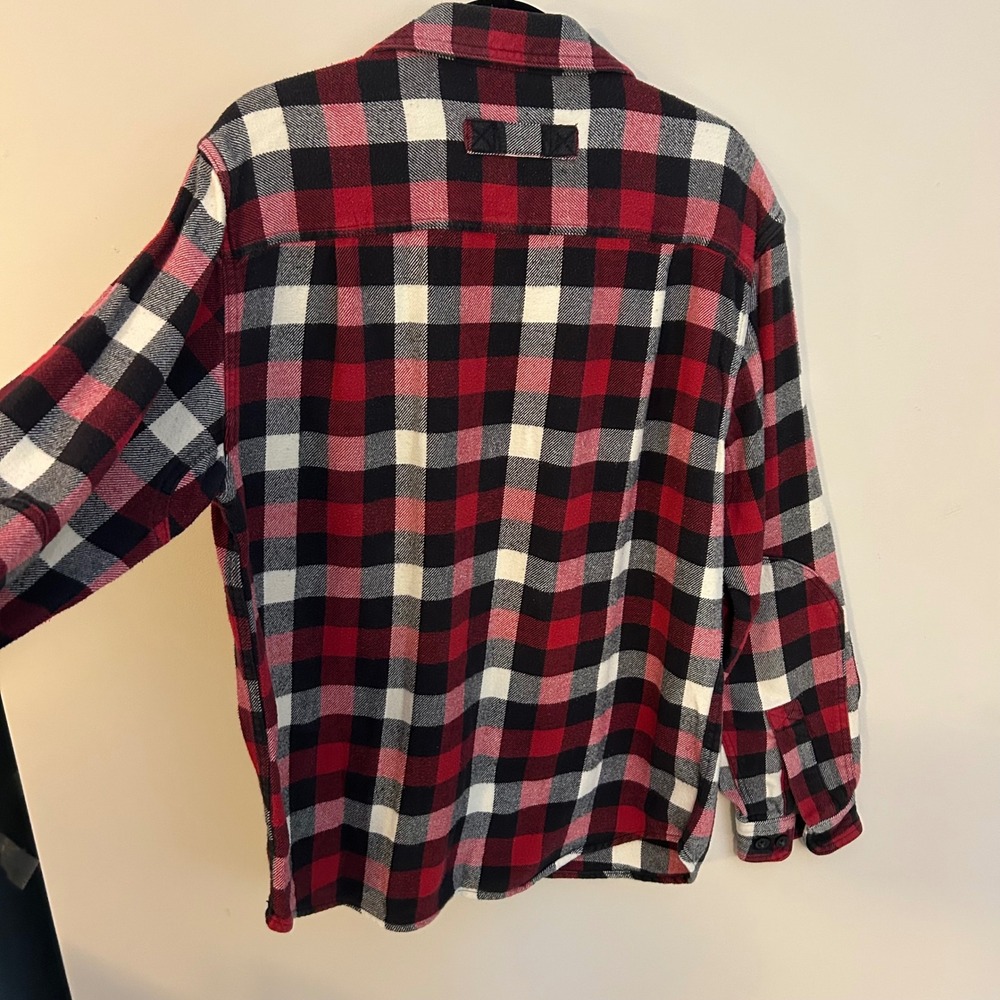 Woolrich Mens Flannel Shacket Elbow Patch Hiking Camping Outdoor Plaid Sz M - Picture 4 of 5